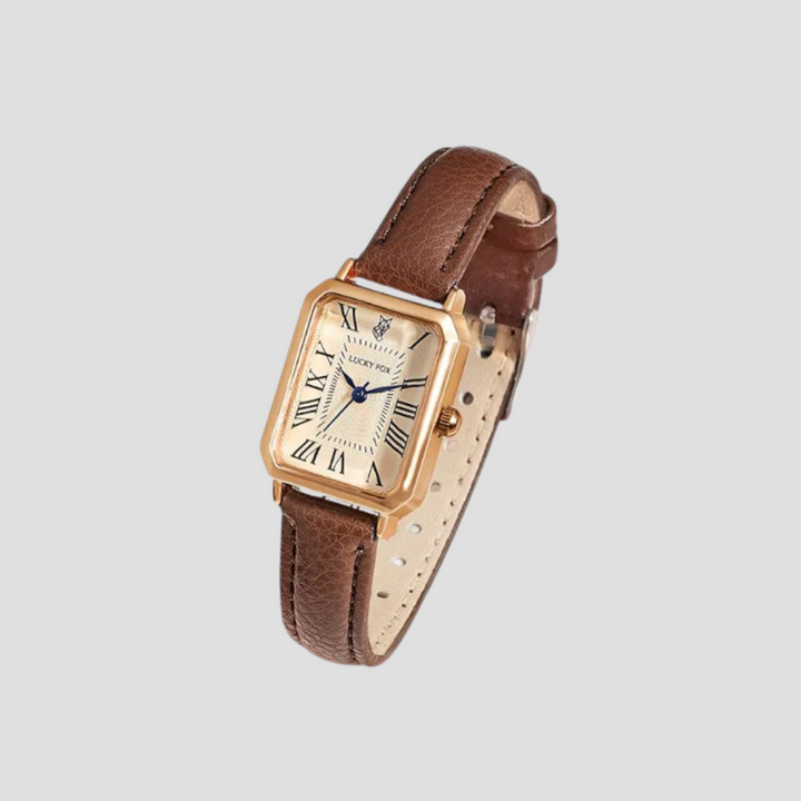Arlène Montre Femme Carrée avec Bracelet Cuir | Élégance Classique & Charme Quotidien