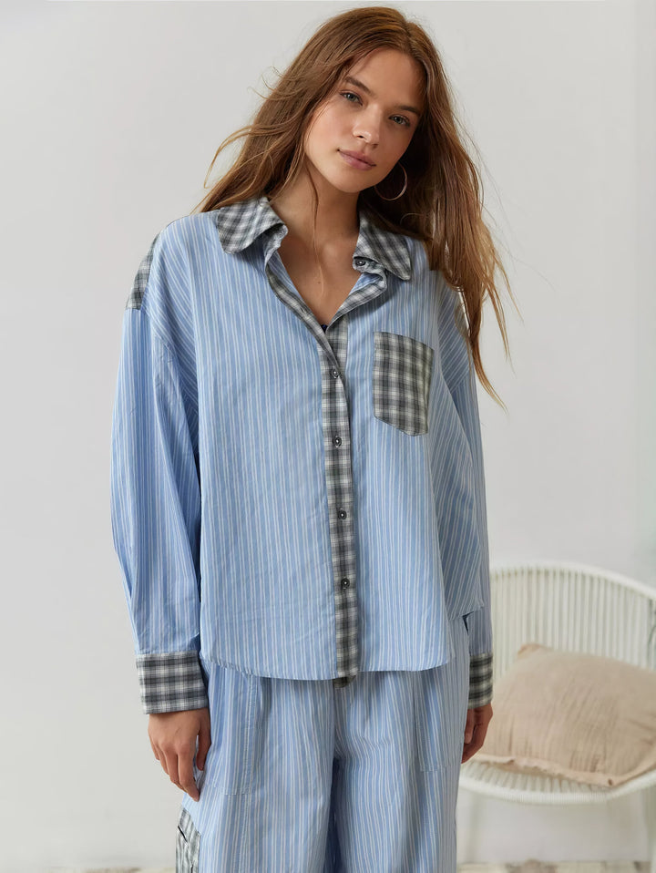 Pyjama Plaid | Ensemble Lounge à Manches Longues pour Femme, Chaleur et Confort
