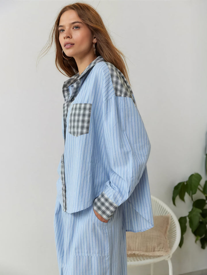 Pyjama Plaid | Ensemble Lounge à Manches Longues pour Femme, Chaleur et Confort