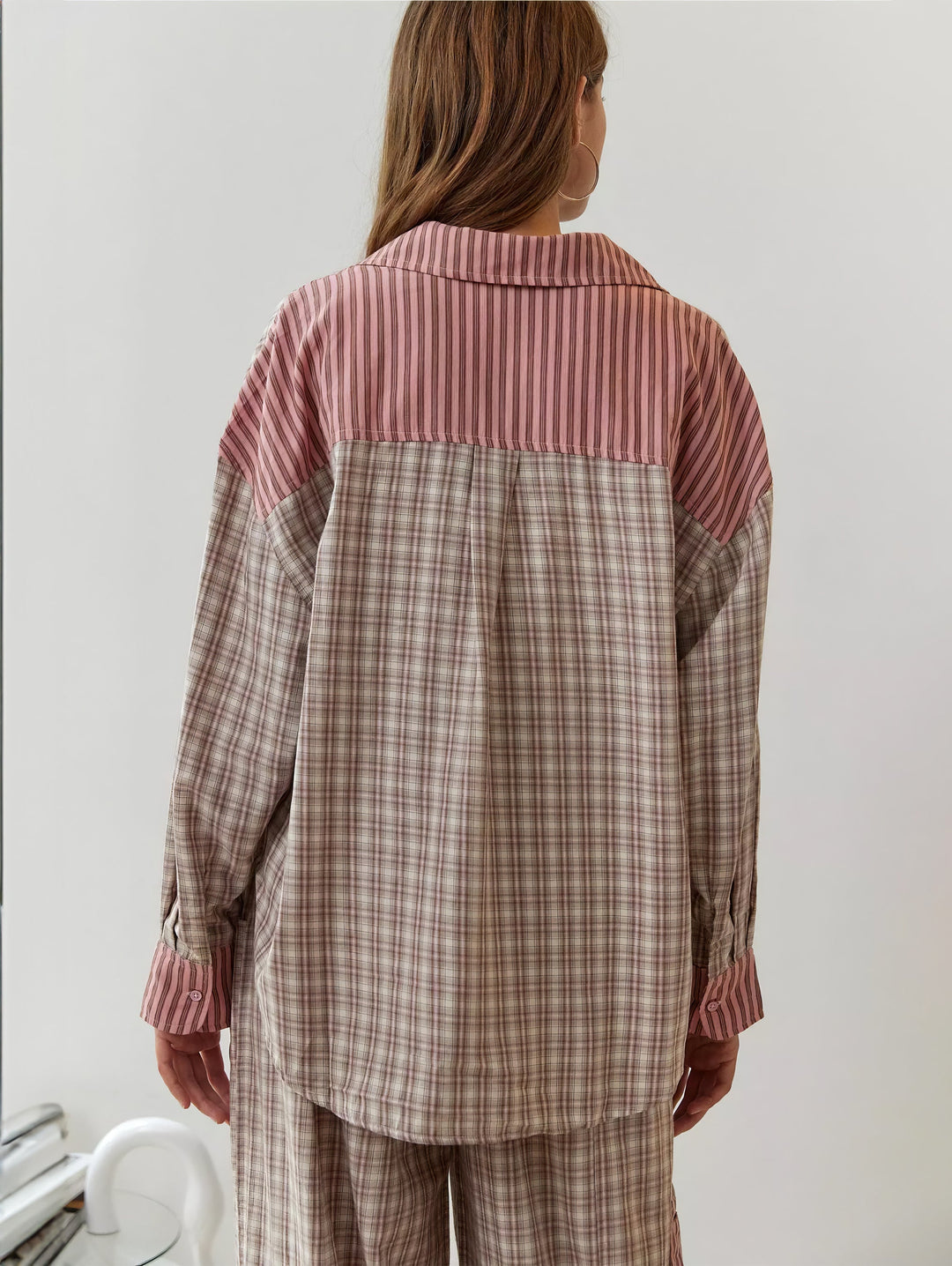 Pyjama Plaid | Ensemble Lounge à Manches Longues pour Femme, Chaleur et Confort