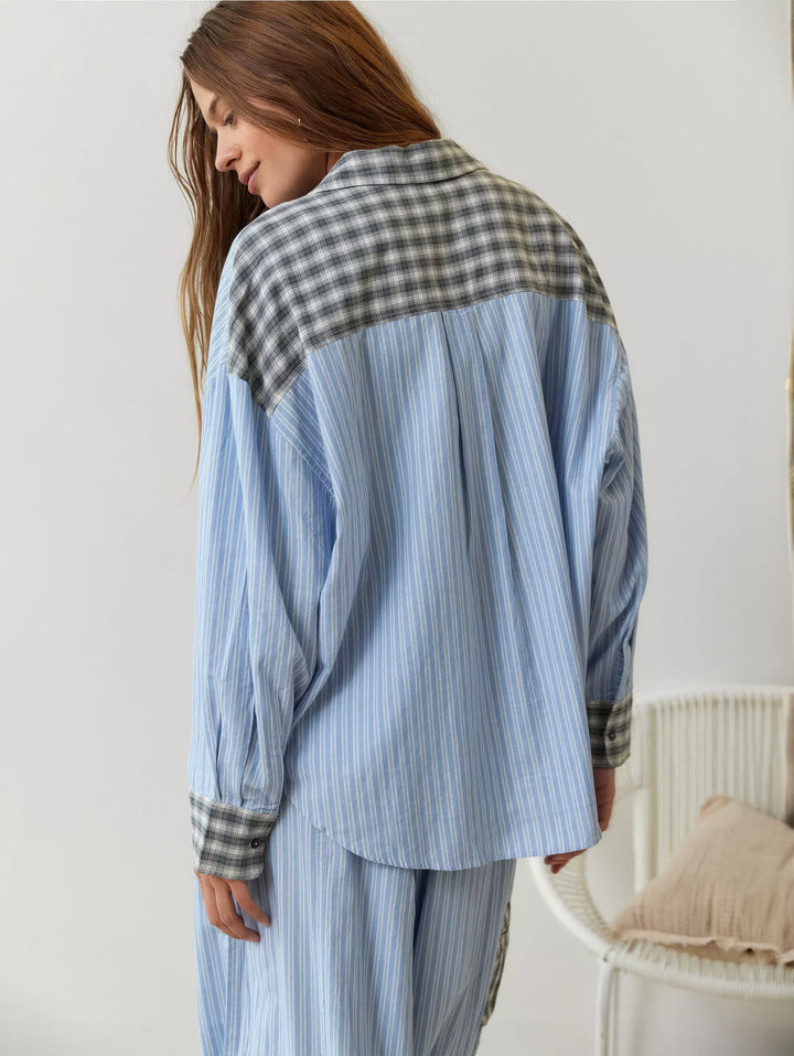 Pyjama Plaid | Ensemble Lounge à Manches Longues pour Femme, Chaleur et Confort