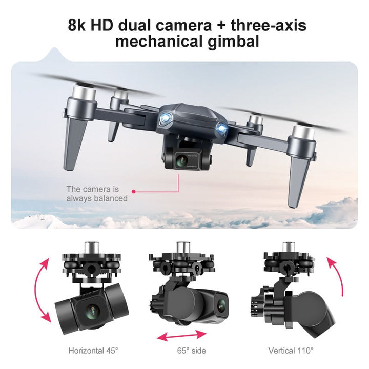 RG109 Pro Drone - Drone HD 8K avec double caméra, GPS et moteurs sans balais