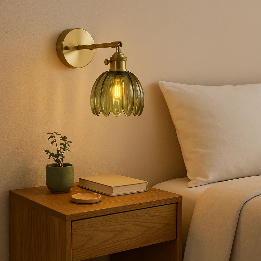 Lampe murale rétro avec bouton tulipe en verre pour l'intérieur