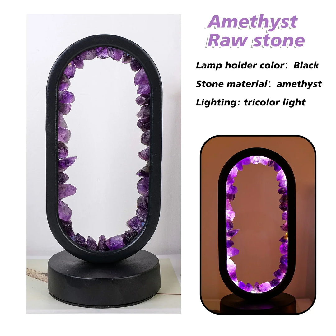 Lâmpada em Ametista Natural AuraStone | Luz Calmante em Cristal para Relaxamento & Decoração