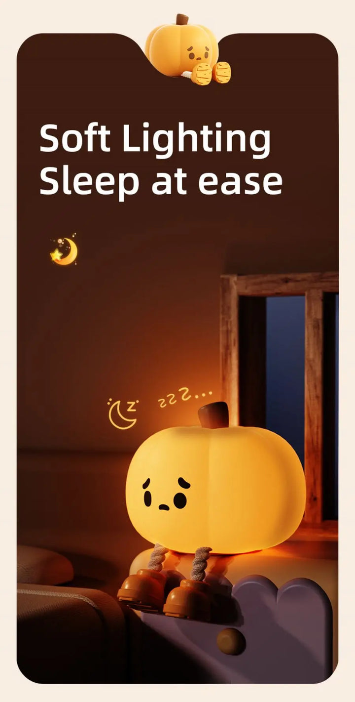 Lampe tactile CozyGlow Citrouille d’Halloween – Veilleuse en silicone douce et apaisante