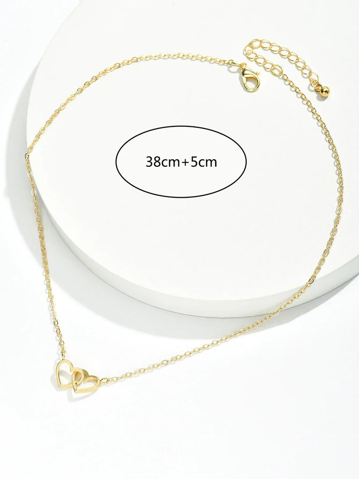 Nilda Collier avec pendentif double cœur | Bijoux romantiques pour femmes avec signification