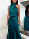 Gabby Robe midi élégante en satin avec encolure asymétrique et silhouette sublimée