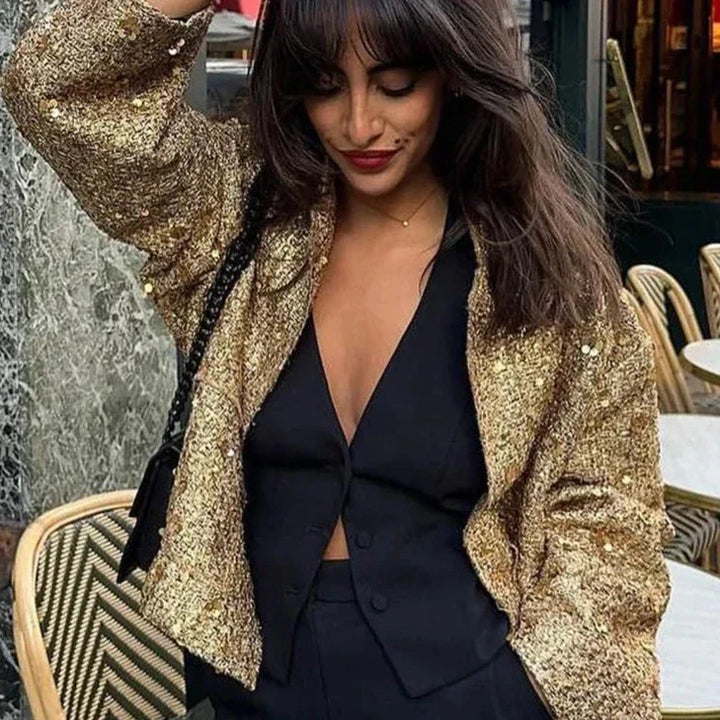Veste à Paillettes | Design Glam avec Détails Brillants et Paillettes