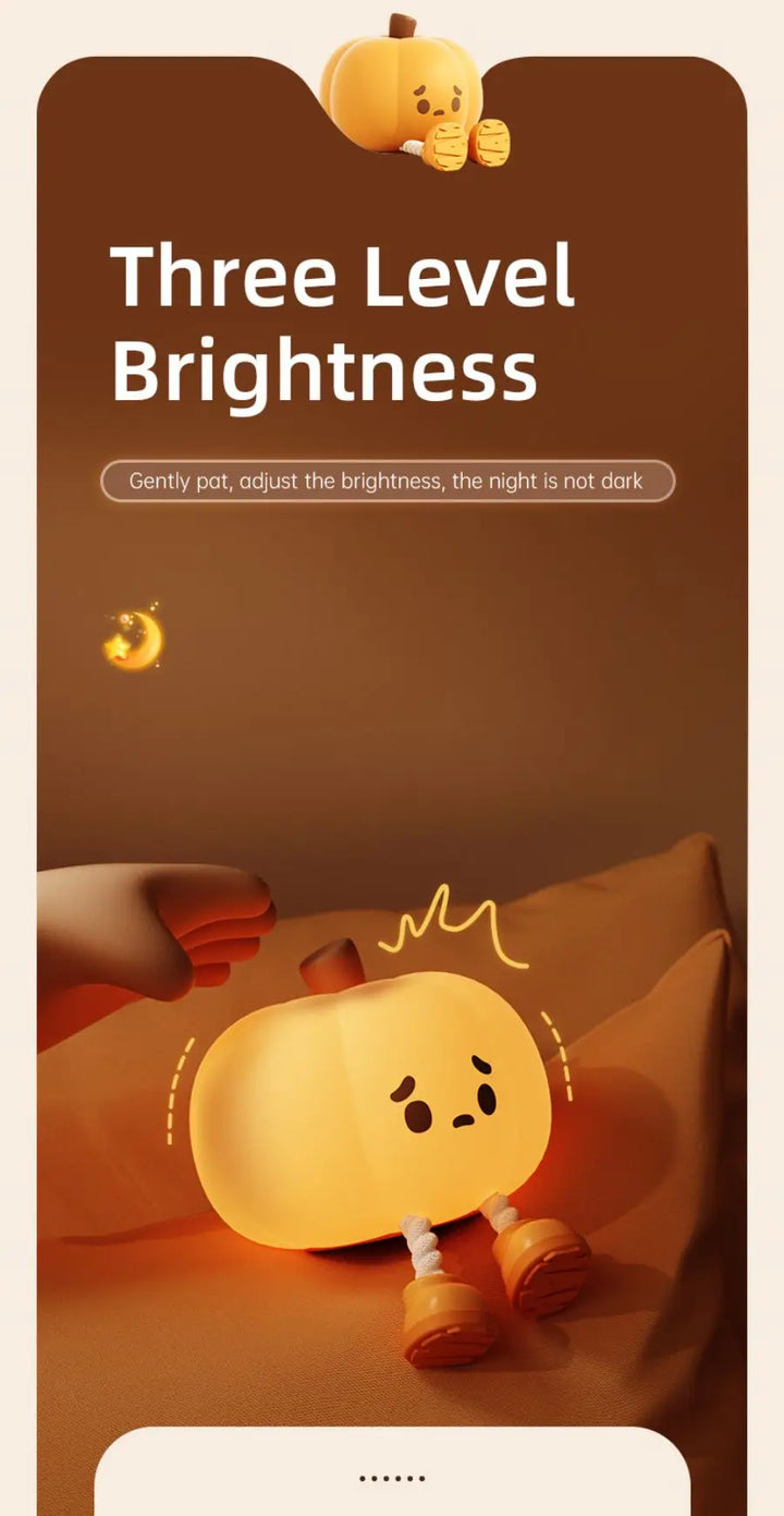 Lampe tactile CozyGlow Citrouille d’Halloween – Veilleuse en silicone douce et apaisante