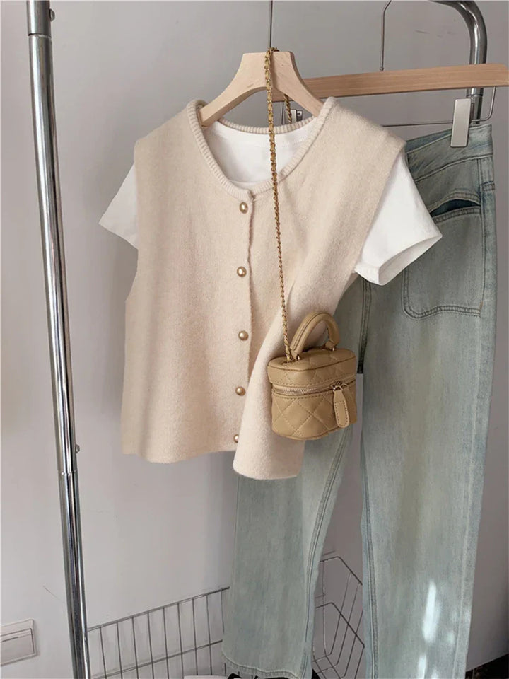 Adeline – Gilet raffiné avec boutons, idéal pour un style classique