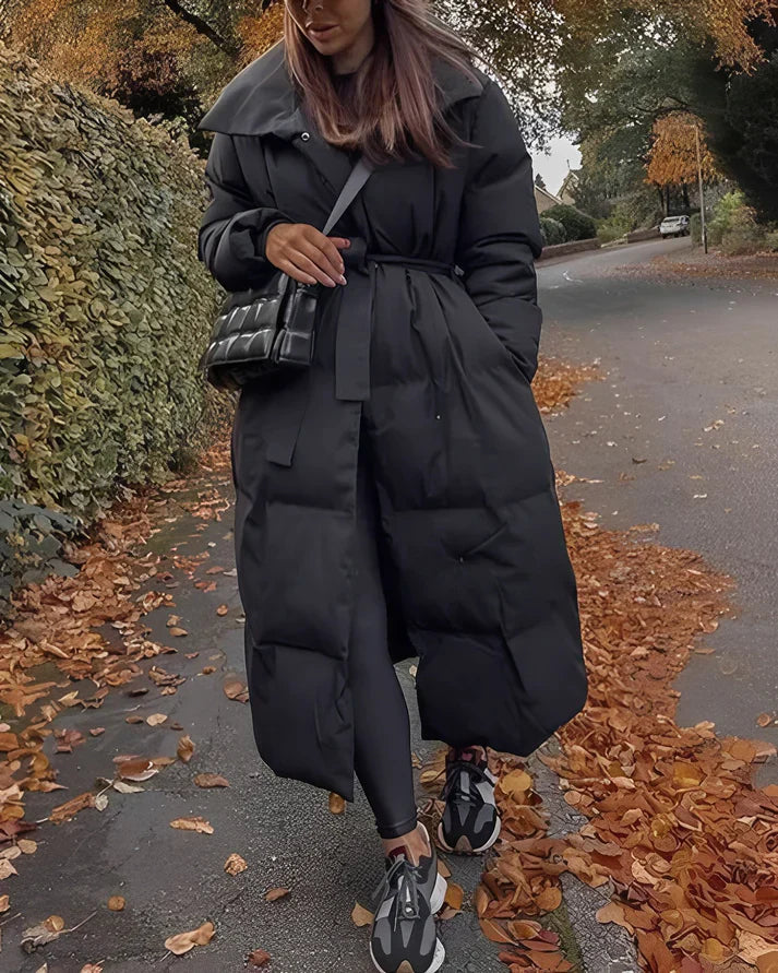 Manteau Matelassé Oversize | Parka Ceinturé Élégant pour Temps Froid