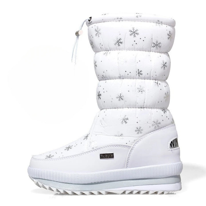 Bottes de neige femme | Bottes chaudes à mi-mollet imperméables avec plateforme et fourrure antidérapante