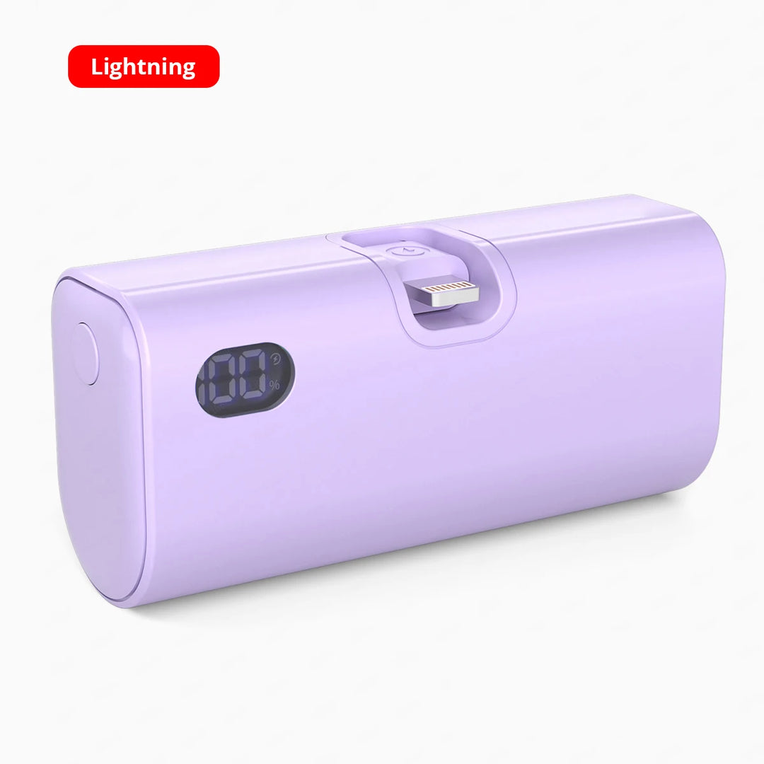 Liboer Batterie Externe Pliable Charge Rapide | 5000mAh USB-C ou Lightning Écran LED