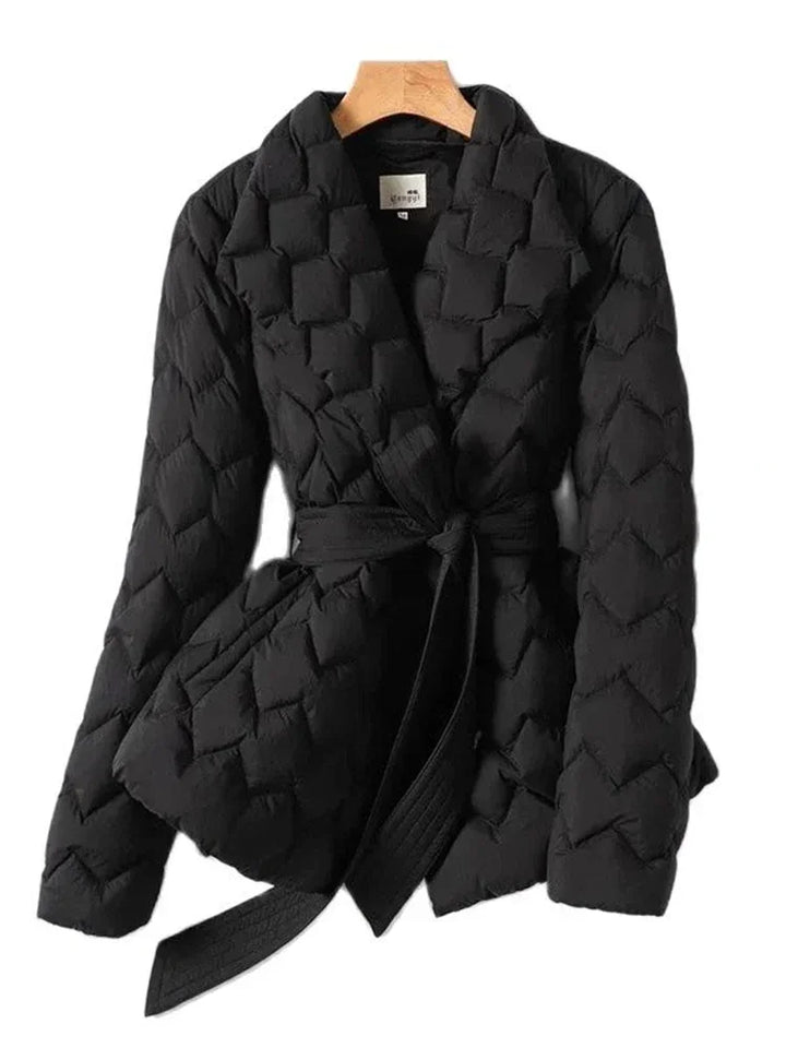 Suzane Manteau Doudoune Luxueux avec Ceinture | Duvet d'Oie Blanc, Longueur Longue, Taille Affinée