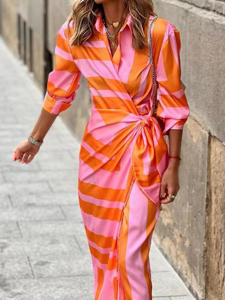 Elouise Wrap Dress with Collar | Robe d'été élégante à la coupe flatteuse et au tissu soyeux