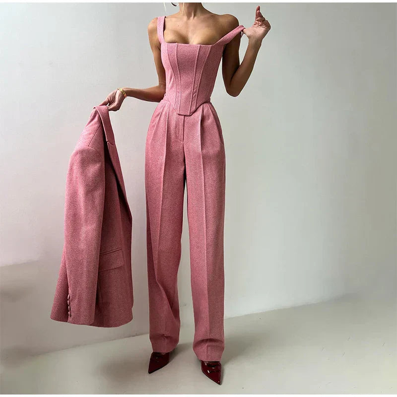 Tailleur-pantalon élégant | Top corset & blazer | Raffinement intemporel