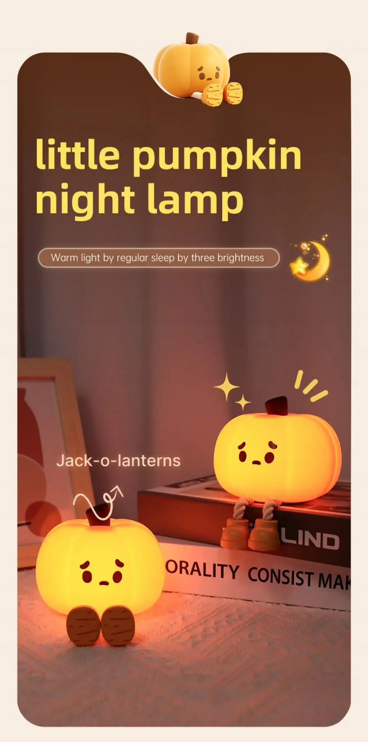 Lampe tactile CozyGlow Citrouille d’Halloween – Veilleuse en silicone douce et apaisante