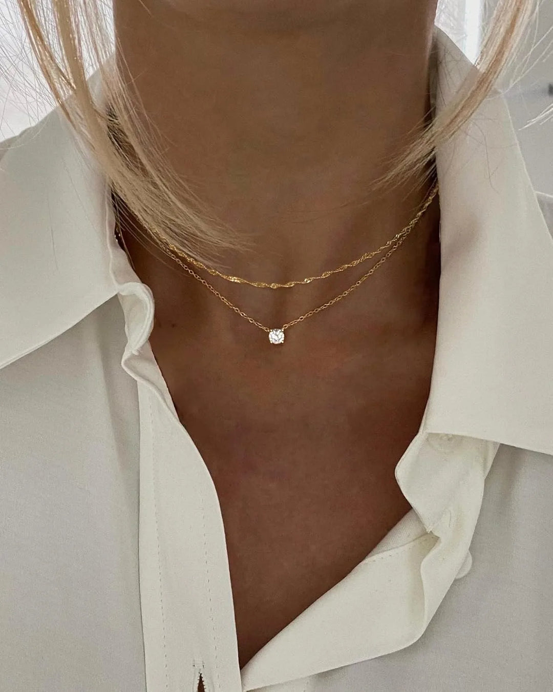 Collier Ras-du-Cou Diamant Plaqué Or / Argent pour Femme | Bijou Élégant Cadeau