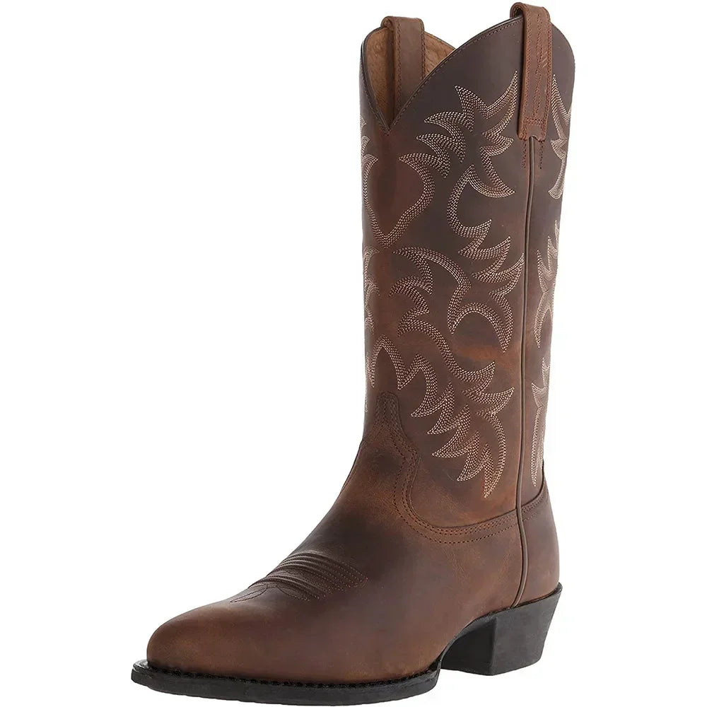 Botas Macho Cowboy para Homem | Couro Bordado Elegante & Estilo Intemporal