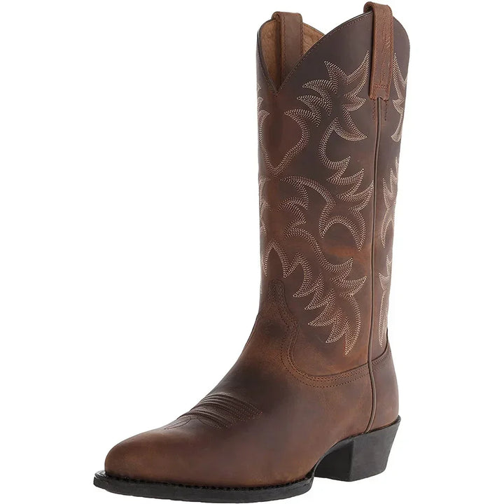 Botas Macho Cowboy para Homem | Couro Bordado Elegante & Estilo Intemporal