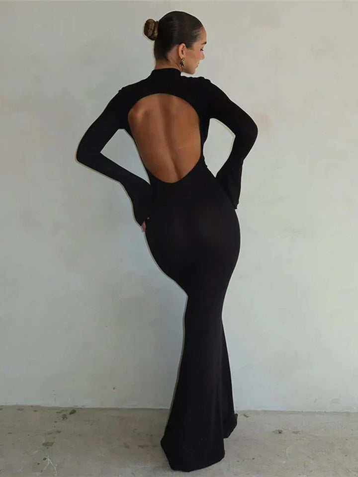 Emma | Abito da sera aderente chic con collo alto e schiena scoperta | Eleganza e seduzione