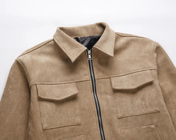Veste Mi-Saison Homme – Look Suédé, Confortable avec Poches Fonctionnelles
