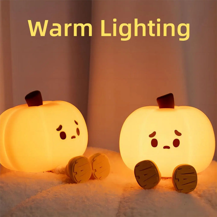 Lampe tactile CozyGlow Citrouille d’Halloween – Veilleuse en silicone douce et apaisante