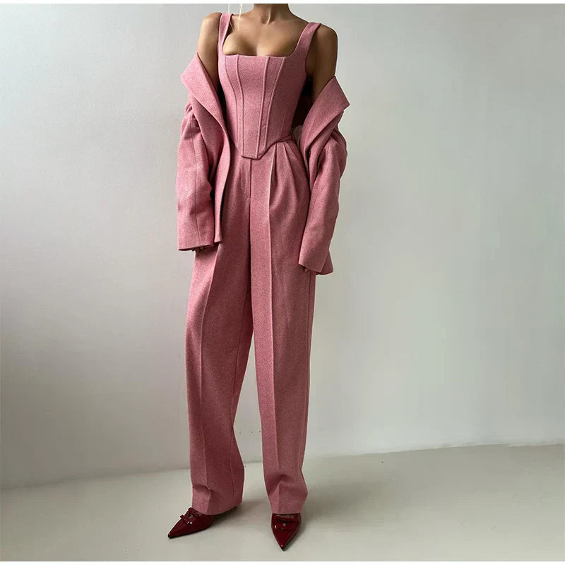 Tailleur-pantalon élégant | Top corset & blazer | Raffinement intemporel