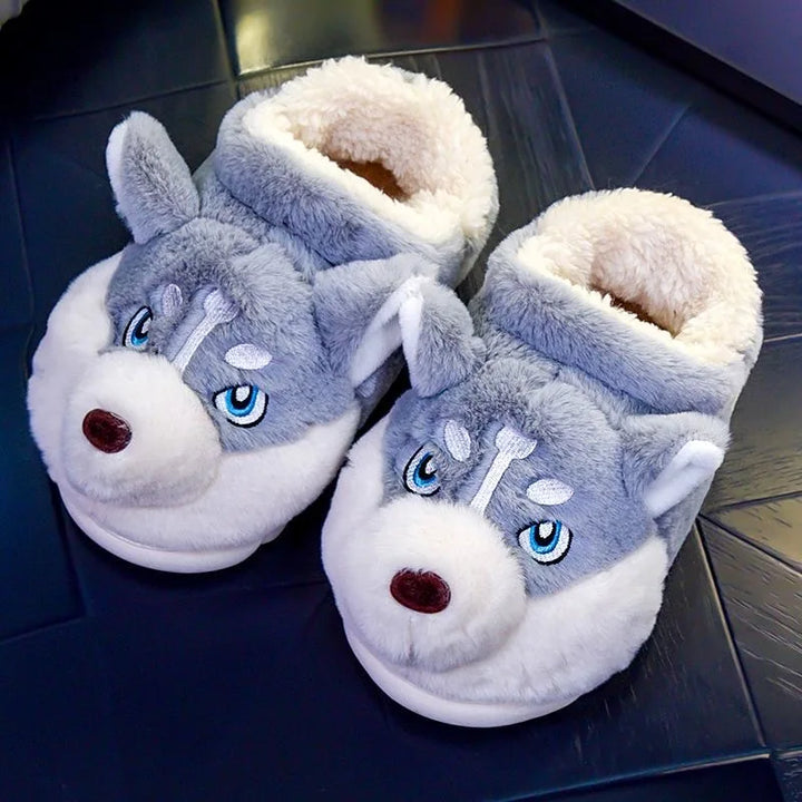Pantofole Husky | pantofole in peluche confortevoli per l'interno
