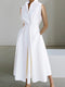 Eleanor | Vestido urbano de algodón blanco con cuello camisero