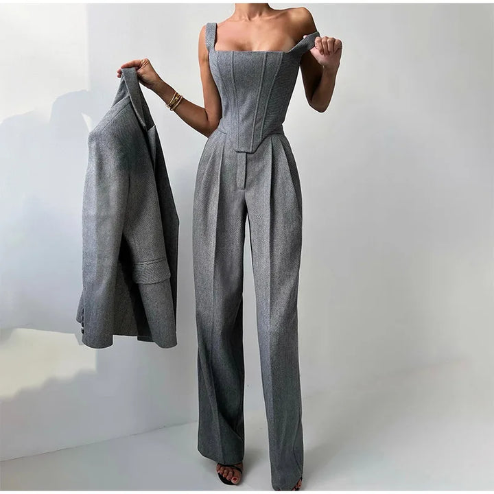 Tailleur-pantalon élégant | Top corset & blazer | Raffinement intemporel