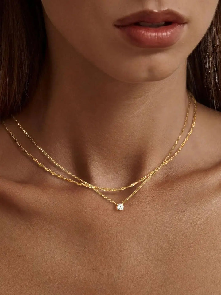 Collier Ras-du-Cou Diamant Plaqué Or / Argent pour Femme | Bijou Élégant Cadeau