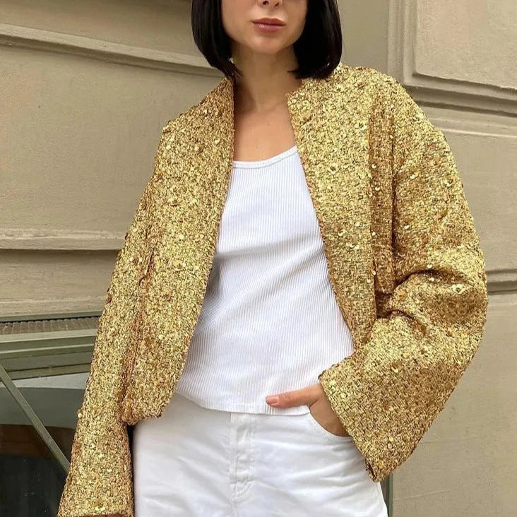 Veste à Paillettes | Design Glam avec Détails Brillants et Paillettes