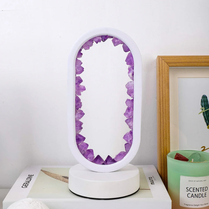 Lâmpada em Ametista Natural AuraStone | Luz Calmante em Cristal para Relaxamento & Decoração