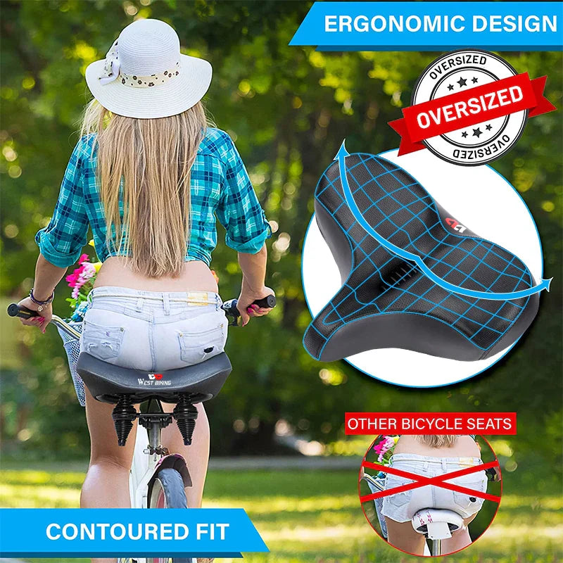 Selle de Vélo Ergonomique avec Coussin Large | Confort Antichoc pour Longues Distances | VTT & Vélo Électrique