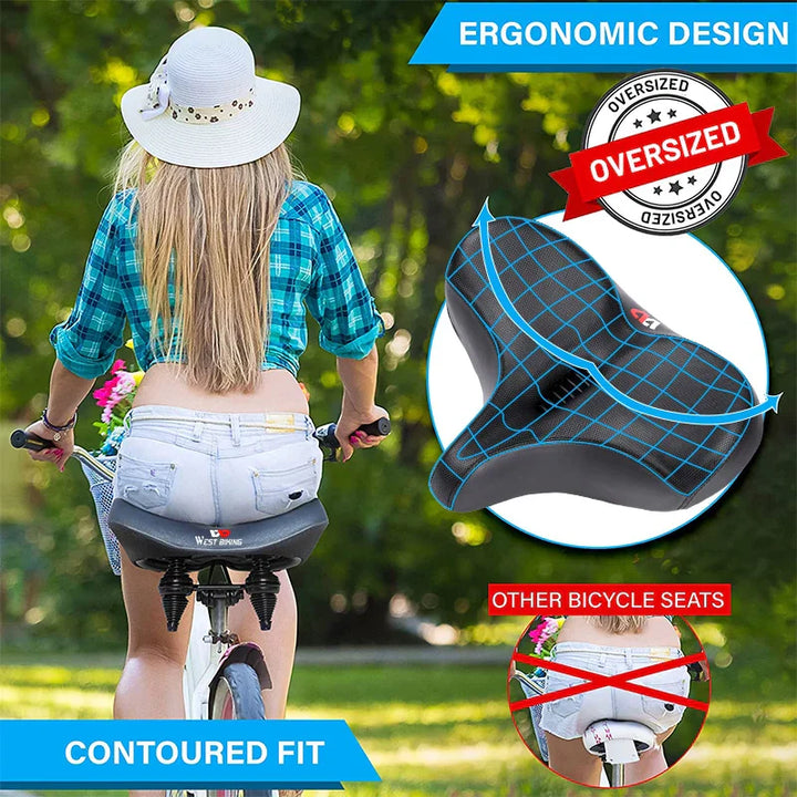 Selle de Vélo Ergonomique avec Coussin Large | Confort Antichoc pour Longues Distances | VTT & Vélo Électrique
