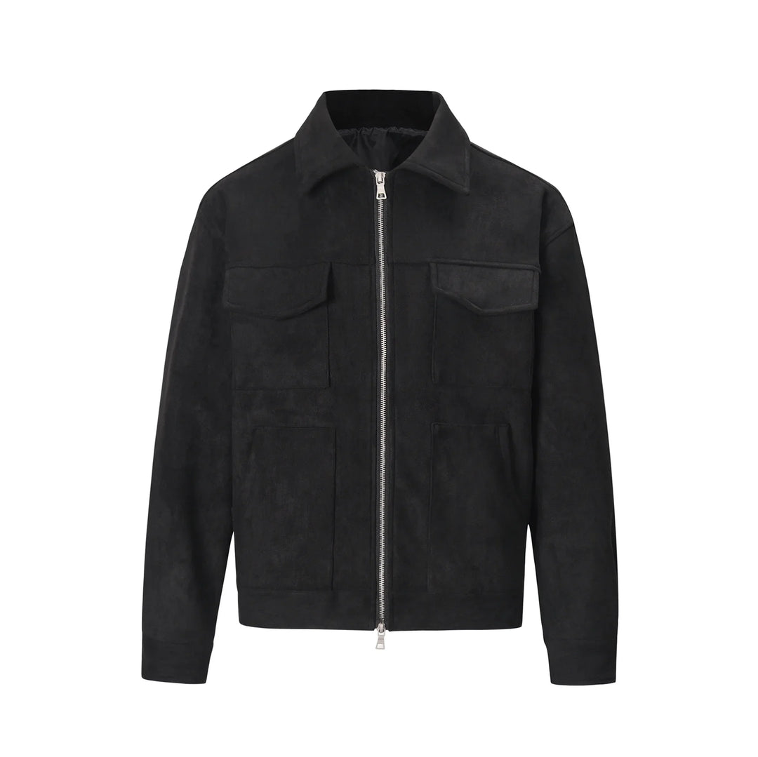 Veste Mi-Saison Homme – Look Suédé, Confortable avec Poches Fonctionnelles