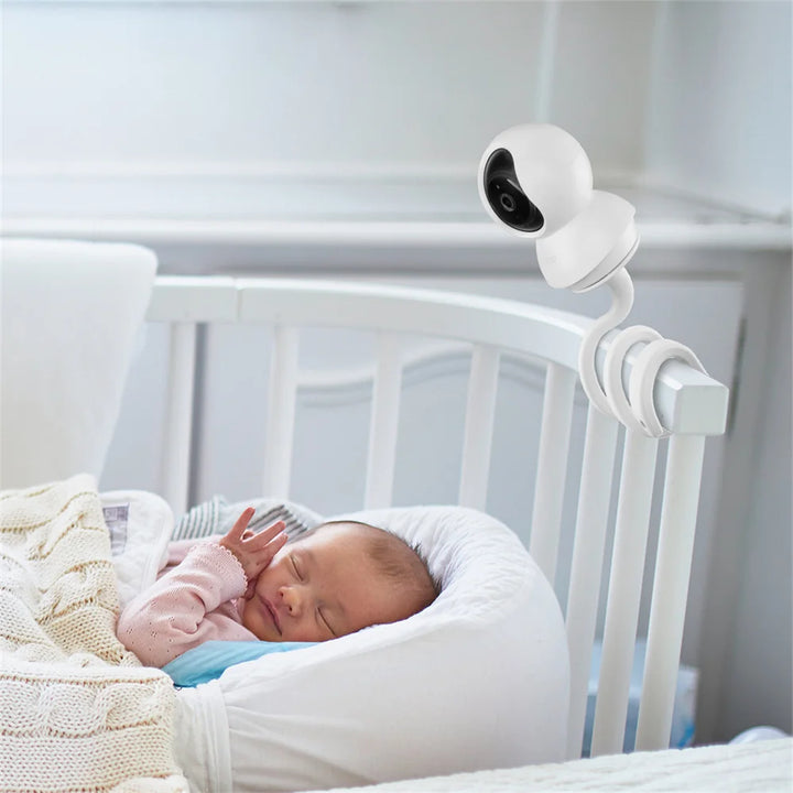 Suporte para Câmara Babyphone | Suporte Universal Flexível para Berço 360° Ajustável Branco