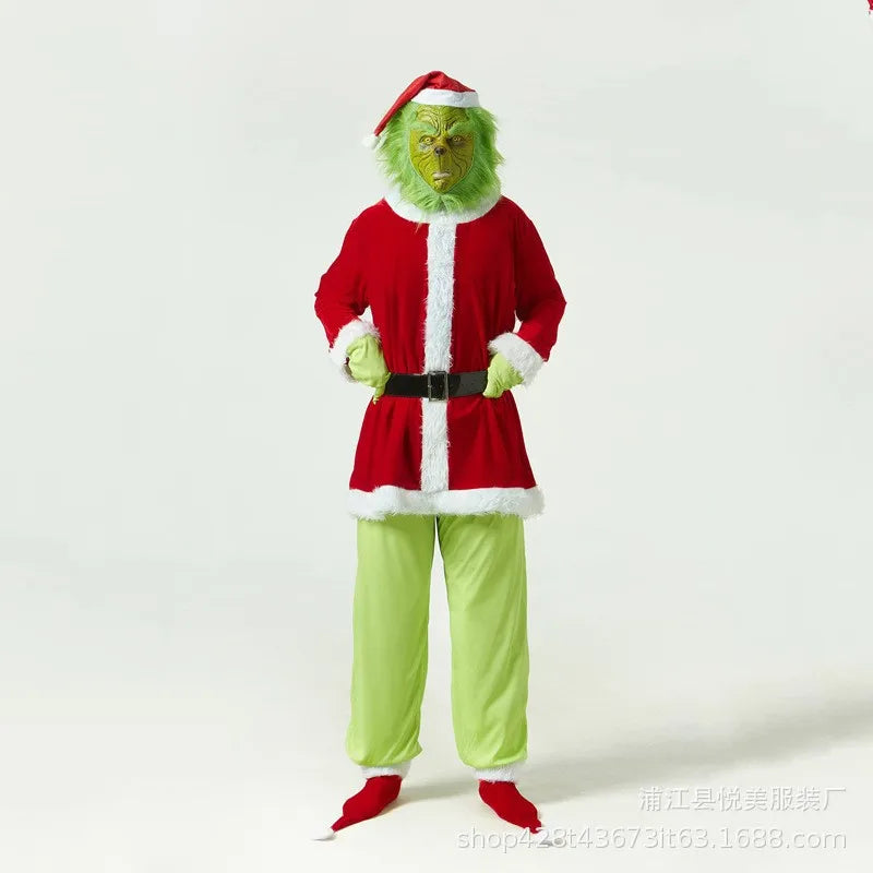 Costume de Noël Grinch | Déguisement réaliste avec masque, gants et chapeau