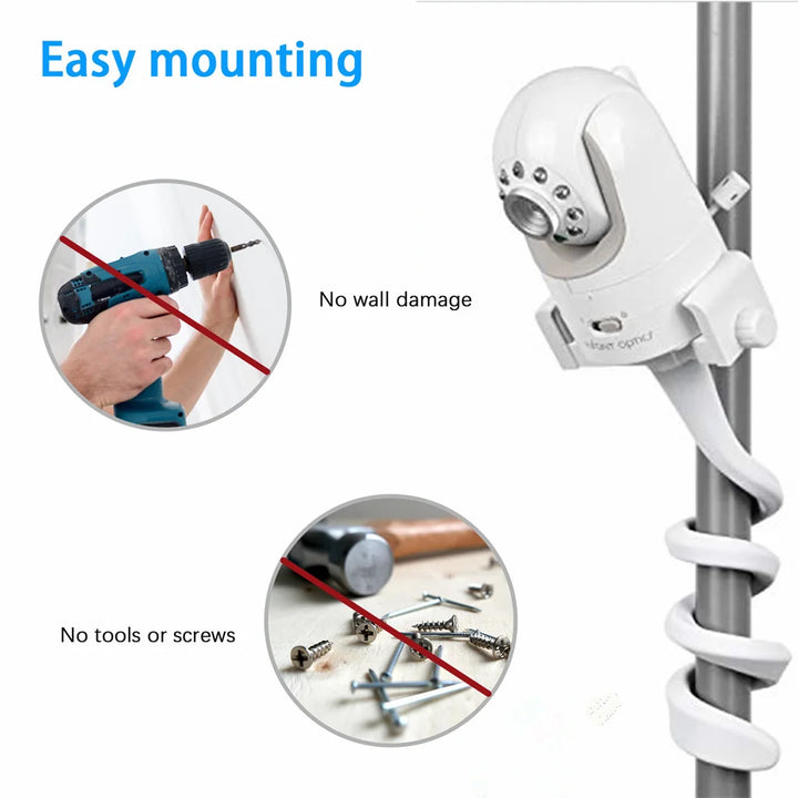 Suporte para Câmara Babyphone | Suporte Universal Flexível para Berço 360° Ajustável Branco