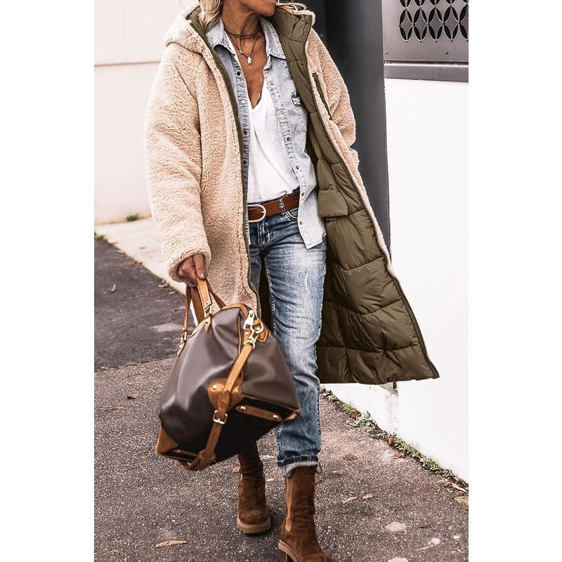 Anna | Cappotto lungo reversibile con fodera in morbido peluche
