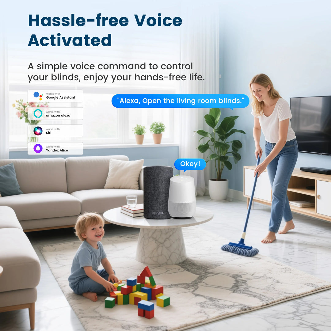 Moteur de Rideaux Intelligent | Commande par Application & Voix pour Stores avec Installation Facile