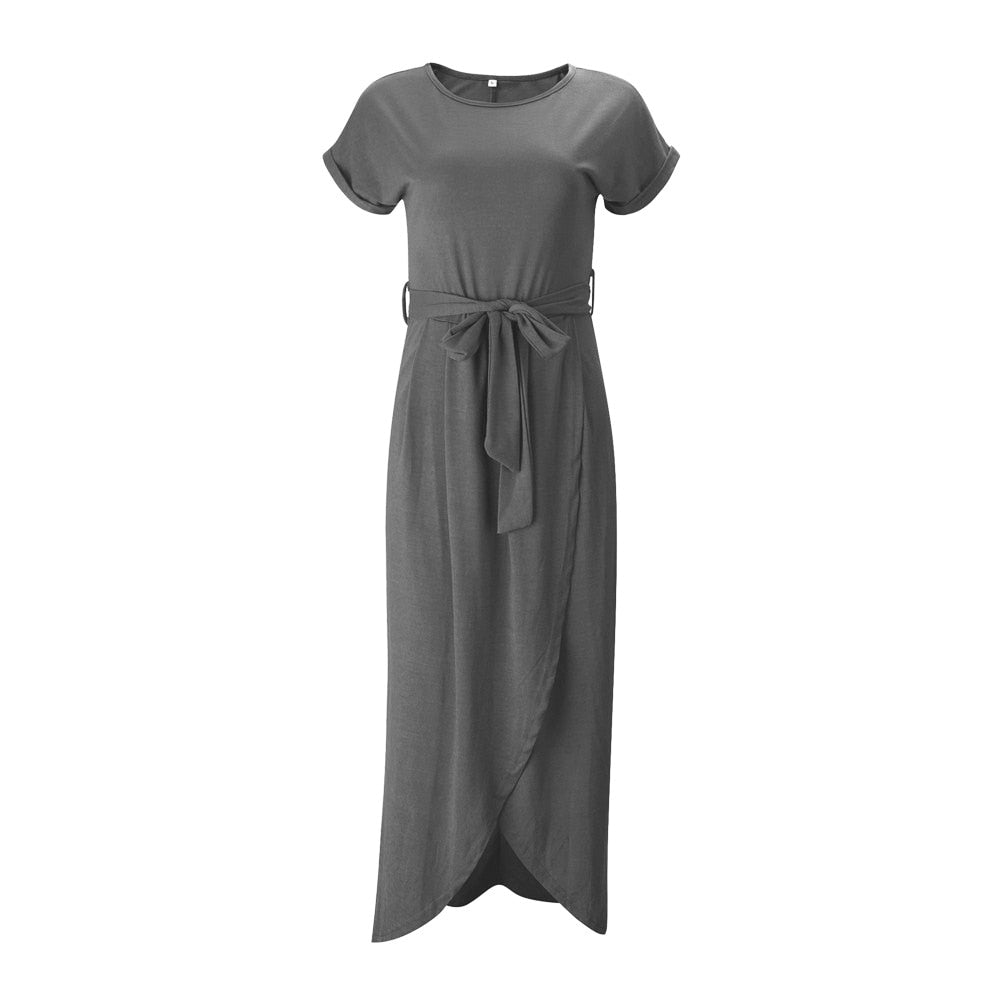 Nina Maxi Dress with Bow Detail & Split | Robe ample et aérée pour la plage et la fête