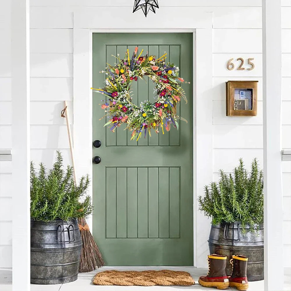 Noviroa Guirlanda Floral Feita à Mão | Decoração de Porta Interior & Exterior