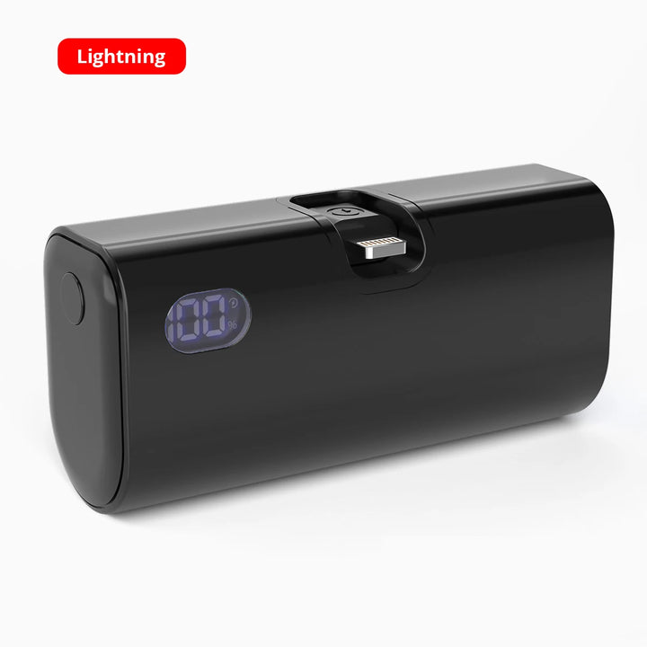 Liboer Batterie Externe Pliable Charge Rapide | 5000mAh USB-C ou Lightning Écran LED