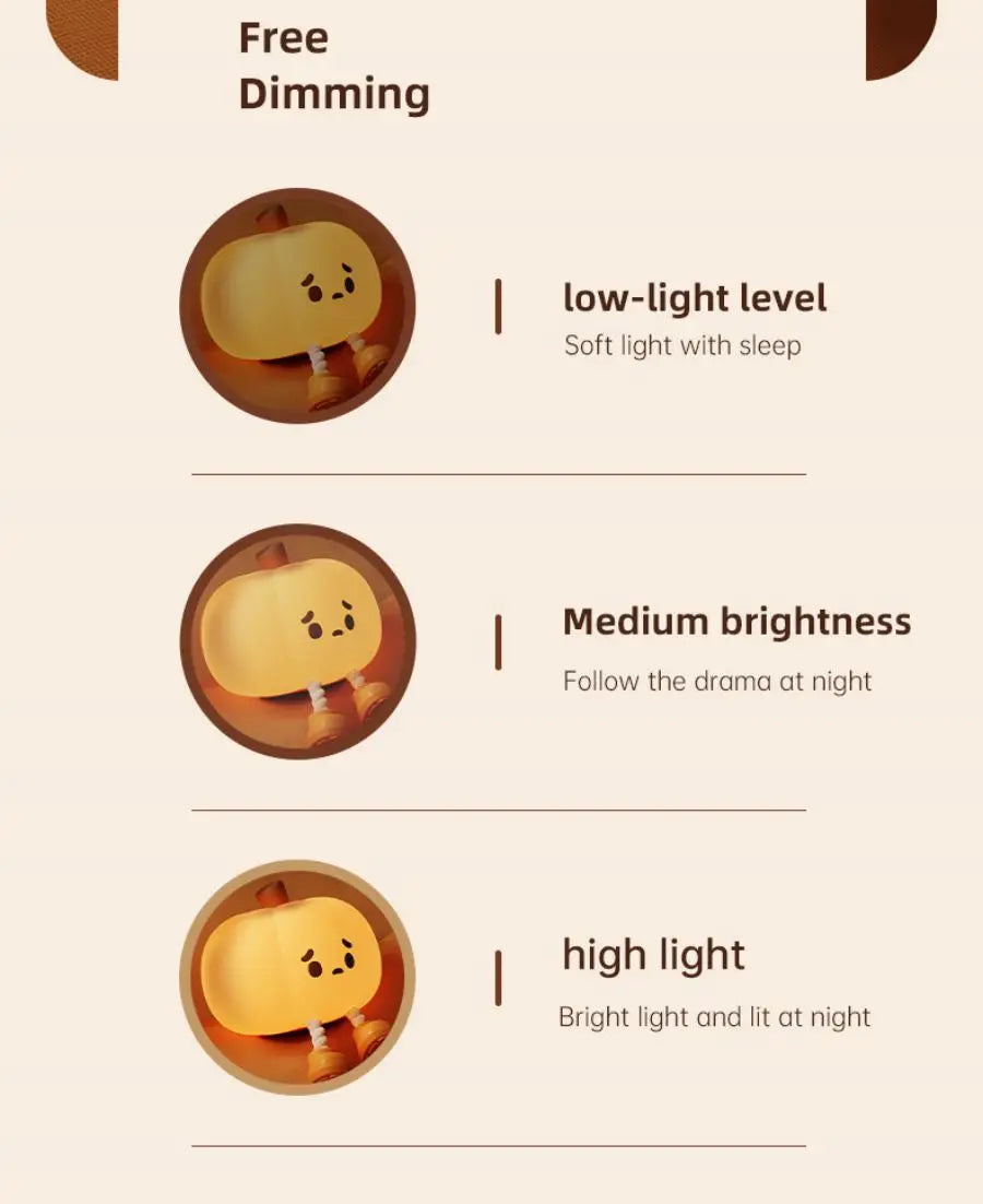 Lampe tactile CozyGlow Citrouille d’Halloween – Veilleuse en silicone douce et apaisante