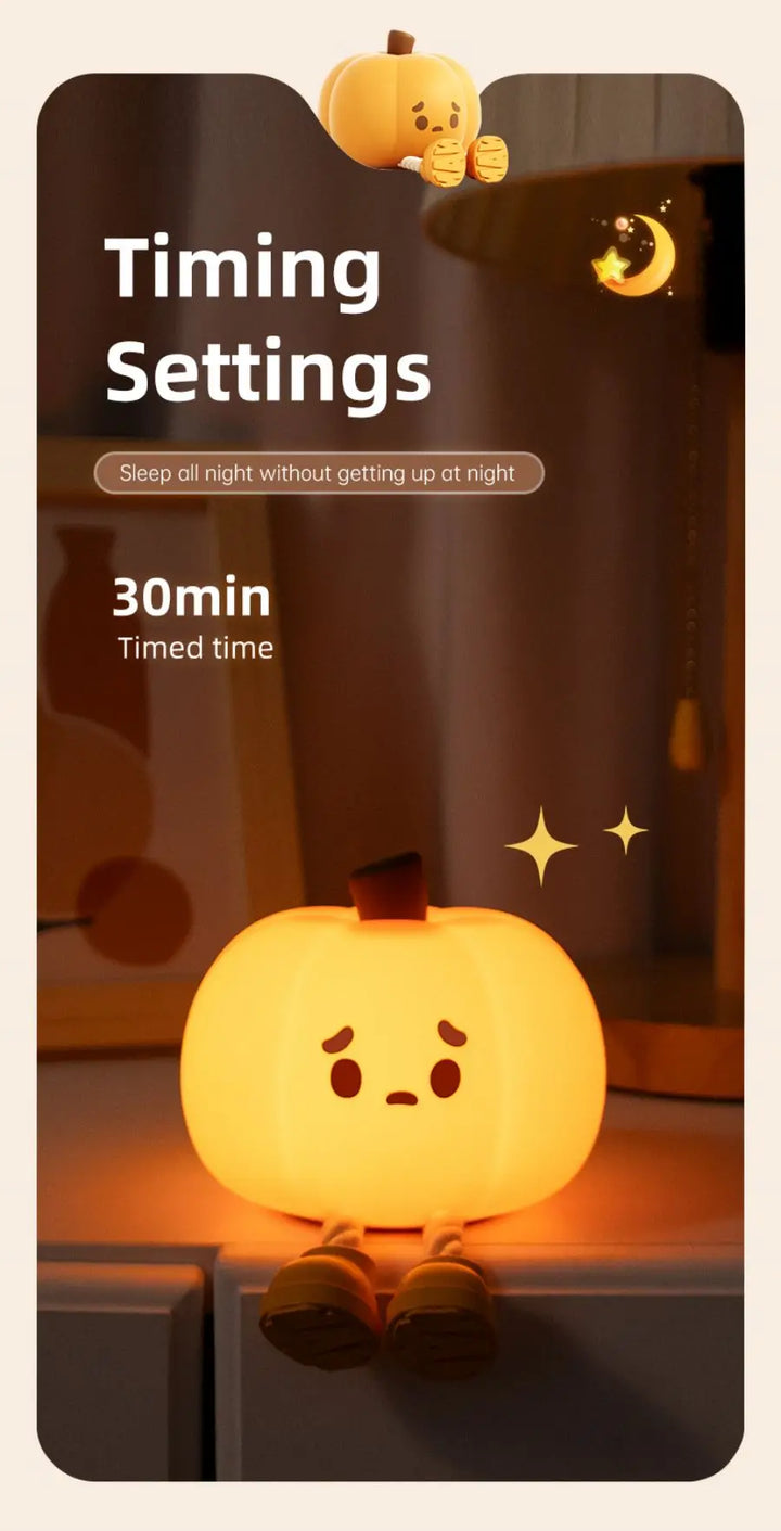 Lampe tactile CozyGlow Citrouille d’Halloween – Veilleuse en silicone douce et apaisante