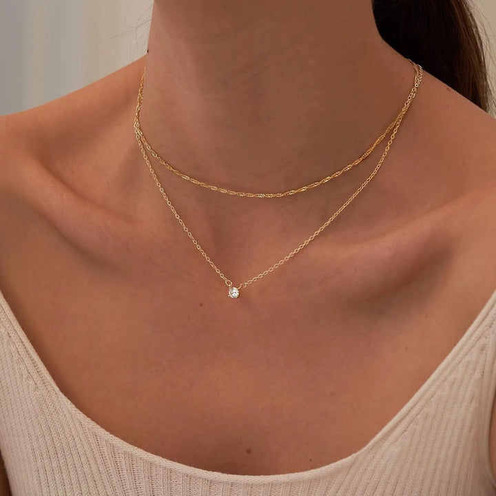 Collier Ras-du-Cou Diamant Plaqué Or / Argent pour Femme | Bijou Élégant Cadeau