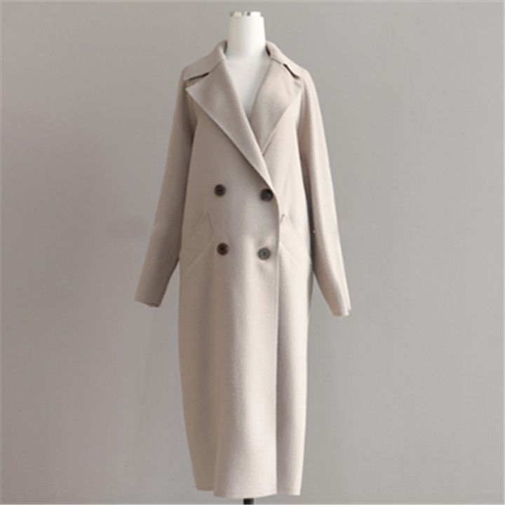 Veste longue femme – ceinture, tissu robuste, élégante et chaude pour automne/hiver