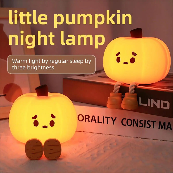 Lampe tactile CozyGlow Citrouille d’Halloween – Veilleuse en silicone douce et apaisante